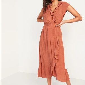Old Navy Ruffled Flarw Midi Dress (Petite Small)